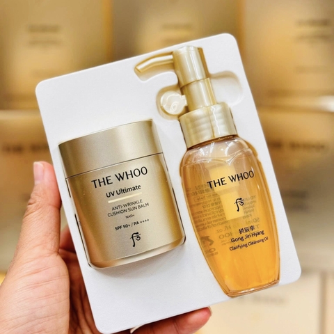 Phấn Chống Nắng The Whoo UV Ultimate Anti Wrinkle  Cushion Sun Balm SPF 50+/PA+++ Special Set