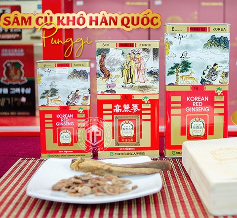 Hồng sâm củ khô hộp thiếc Punggi 150g Chính hãng Hàn Quốc