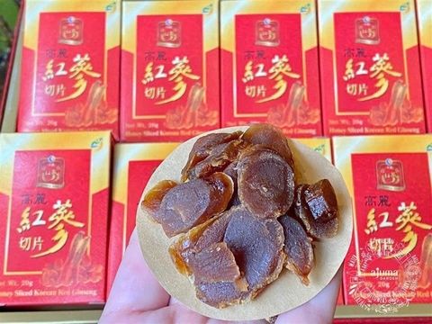 Hồng Sâm Thái Lát Tẩm Mật Ong Sambok Honey Sliced Korean Red Ginseng Hàn Quốc (10 Hộp x 20gr)