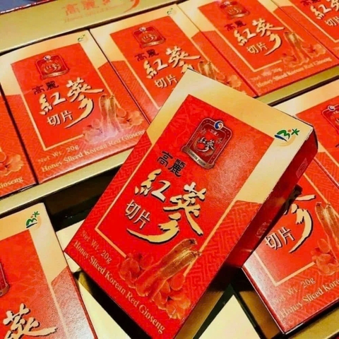 Hồng Sâm Thái Lát Tẩm Mật Ong Sambok Honey Sliced Korean Red Ginseng Hàn Quốc (10 Hộp x 20gr)
