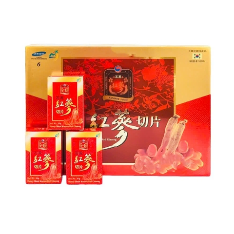 Hồng Sâm Thái Lát Tẩm Mật Ong Sambok Honey Sliced Korean Red Ginseng Hàn Quốc (10 Hộp x 20gr)