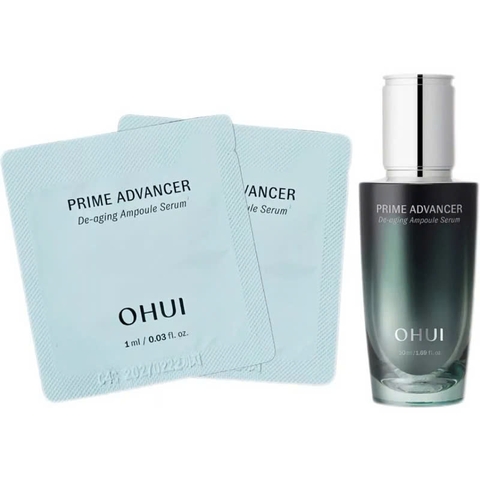 Combo 60 Gói Tinh Chất Ngăn Ngừa Lão Hóa Ohui Xanh Prime Advancer De-Aging Ampoule Serum