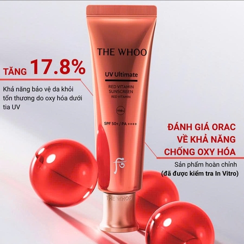 Tinh Chất Chống Nắng Chống Lão Hóa Làm Dịu Da The Whoo UV Ultimate Red Vitamin Suncreen SPF 50+/PA++++ 50ml