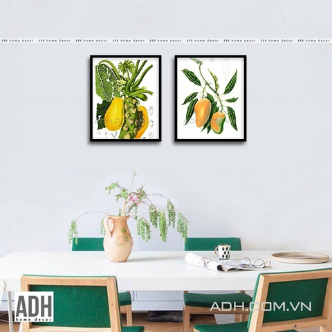 Bộ 2 tranh canvas treo phòng ăn hình cây đu đủ ADH110733