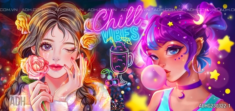 Tranh dán tường Trà sữa Cô Gái Chill