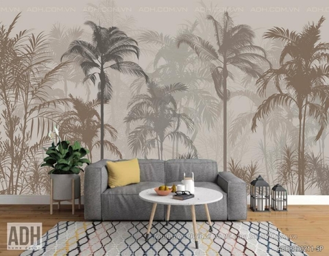 Tranh dán tường rừng nhiệt đới, tranh decor nội thất, giấy dán tường châu âu