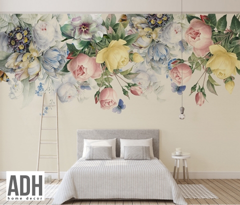 Tranh dán tường hoa cổ điển, floral, các loài hoa, phong cách cổ điển châu âu ADHW 180525-07