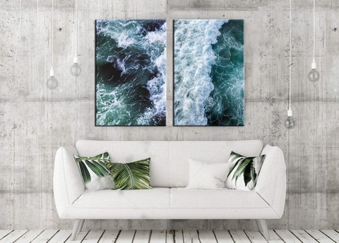 Bộ 2 tranh canvas hình sóng biển ADH092601