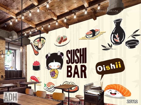 Tranh Dán Tường Quán Ăn Sushi ZCY12