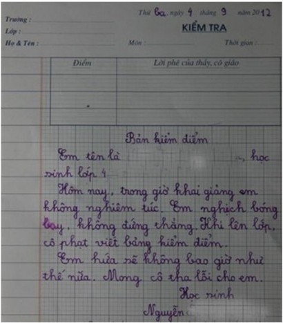 Bật cười với bài văn, bản kiểm điểm ngộ nghĩnh của trẻ