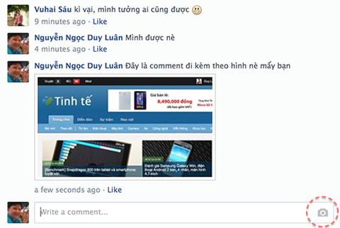 Facebook nền web có thêm tính năng đính kèm ảnh trực tiếp vào lời bình luận