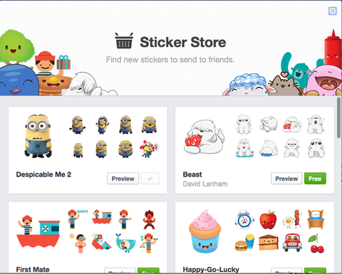 Facebook hỗ trợ gửi sticker ngay trên web