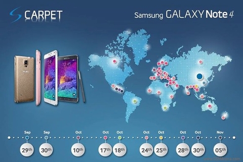 Samsung công bố lịch phát hành Note 4