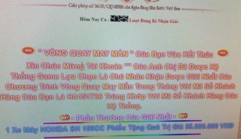 Lừa trúng thưởng SH, thiếu nữ bị mất sạch tiền trong tài khoản