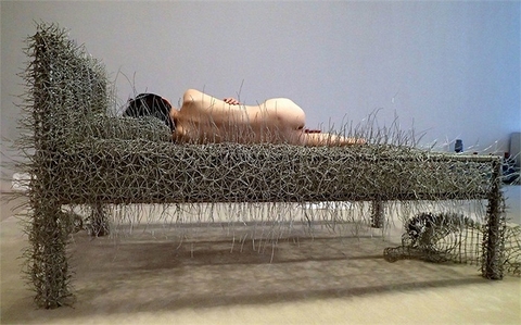 Thiếu nữ Trung Quốc gây sốc khi nude 1 tháng trên giường gai