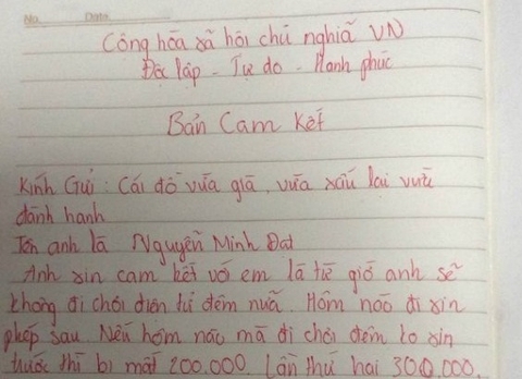 Bản cam kết "nếu chơi điện tử, anh sẽ mặc váy"