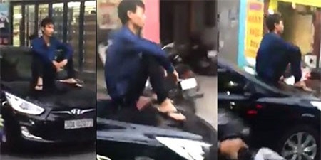 Chỉ có ở Hà Nội: “Thiếu gia” ngồi trên mui xế hộp đang chạy