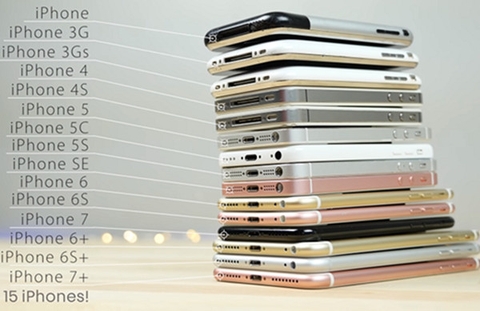 15 chiếc iphone từ iphone 2 tới iphone 7 khác nhau thế nào?