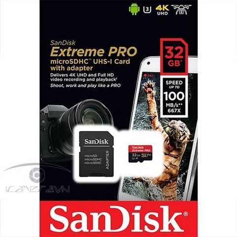 Thẻ nhớ 32GB Extreme Pro Micro SD 100mb/s SanDisk SDSQXCG-032G-GN6MA