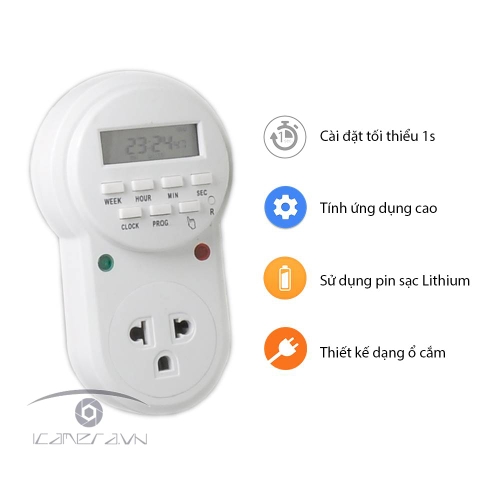 Ổ cắm hẹn giờ ĐQ ESK DT12 W 13 ( Điện tử, 1 lỗ - 3 chấu, trắng )