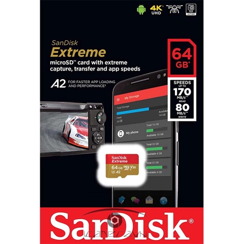 Thẻ Nhớ MicroSDXC SanDisk Extreme V30 A2 64GB 170MB/s SDSQXAH-064G-GN6MN