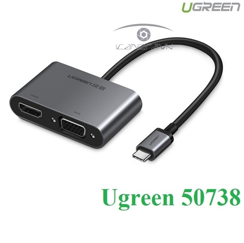 Cáp chuyển USB Type C to HDMI + VGA Ugreen 50738 vỏ nhôm cao cấp