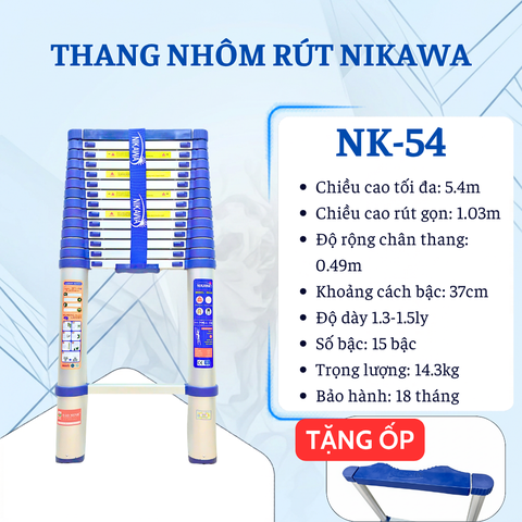 Thang nhôm rút đơn Nikawa NK-54 (5m4)