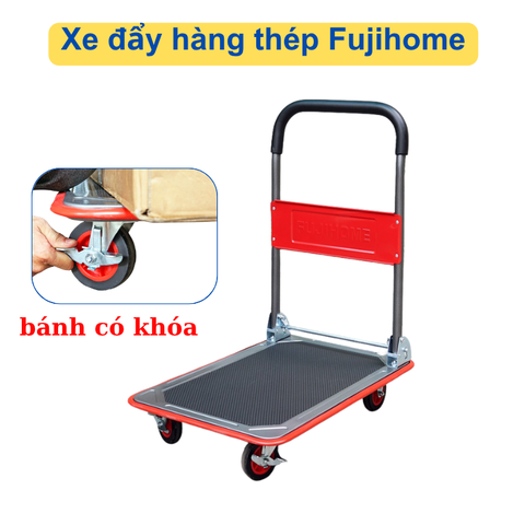 Xe đẩy hàng 4 bánh sàn thép Fujihome SH-150N