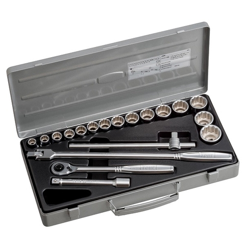 Hộp đầu khẩu và cần vặn TONE 19 chi tiết 1/2" 260