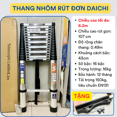 Thang rút đơn Daichi DA-N63D (6.2m) (Tặng phụ kiện)