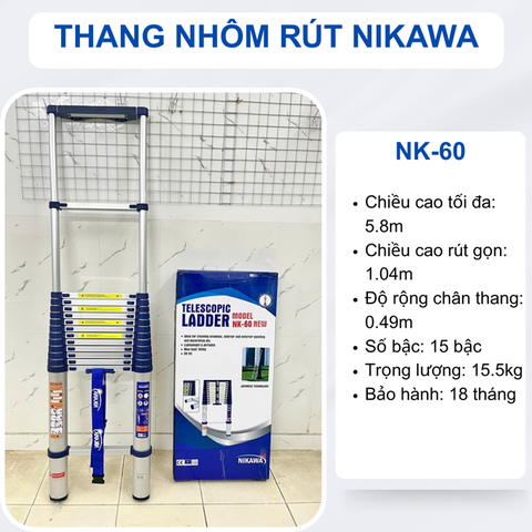 Thang nhôm rút đơn Nikawa NK-60