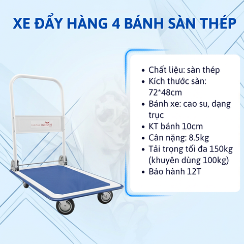 Xe đẩy hàng 4 bánh sàn thép TSK-150
