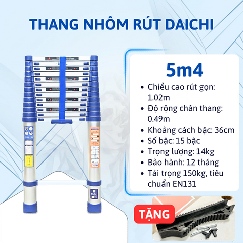 Thang nhôm rút đơn Daichi TDA-54X (5m4) (TẶNG ỐP)