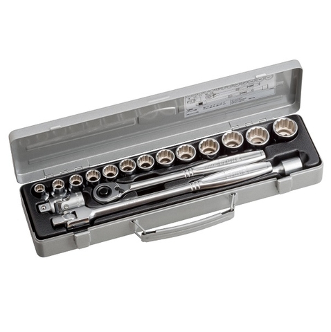 Hộp đầu khẩu và cần vặn TONE 17 chi tiết 1/2" 750