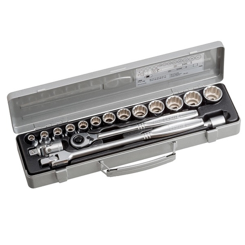 Hộp đầu khẩu và cần vặn TONE 17 chi tiết 1/2" 750M