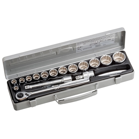 Hộp đầu khẩu và cần vặn TONE 17 chi tiết 1/2" 760M