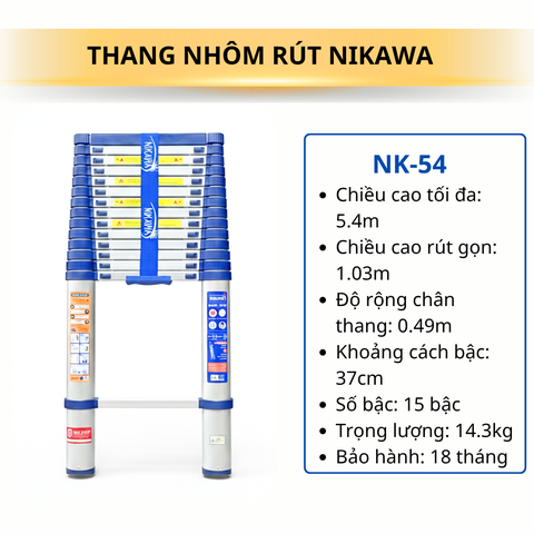 Thang nhôm rút đơn Nikawa NK-54 (5m4)