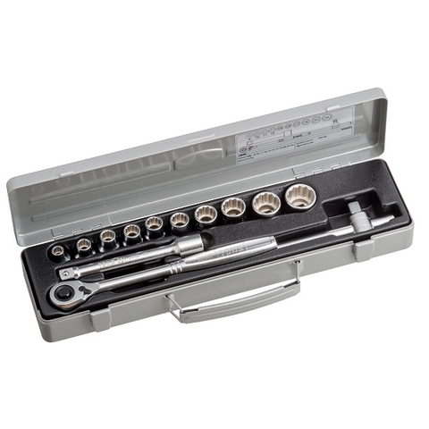 Hộp đầu khẩu và cần vặn TONE 13 chi tiết 1/2" 800M ISO