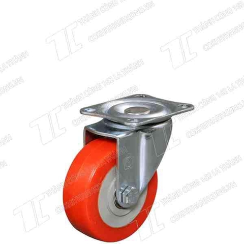 Bánh xe đẩy HB 75 PU nhựa đỏ Quay