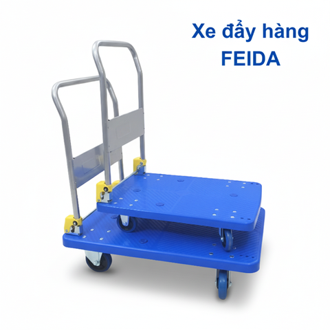 Xe đẩy hàng Feida 300kg sàn nhựa bánh chống ồn FD-300
