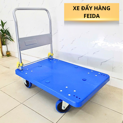 Xe đẩy hàng Feida 300kg sàn nhựa bánh chống ồn FD-300