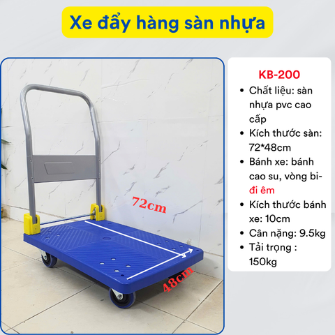 Xe đẩy hàng sàn nhựa 150kg KB-200