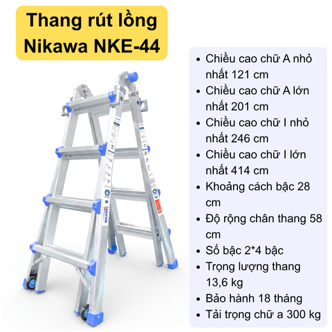 Thang nhôm gấp (rút lồng) đa năng Nikawa NKE-44