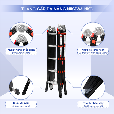 Thang nhôm gấp 4 đoạn Nikawa NKG-43C (1,8m)