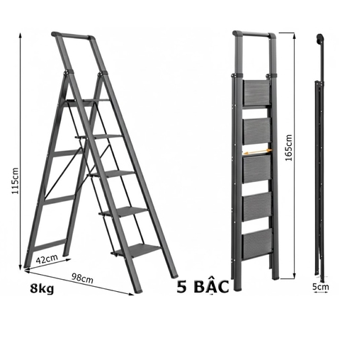 Thang nhôm ghế 5 bậc DA-BVS 05