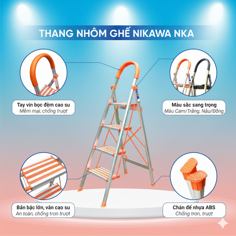 Thang nhôm ghế 4 bậc Nikawa  NKA-04