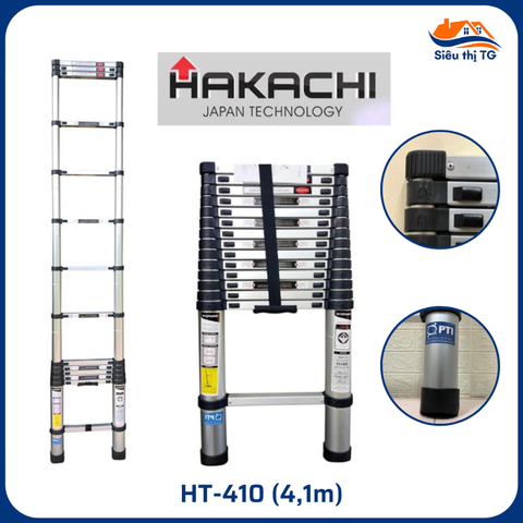 Thang nhôm rút 4,1m Hakachi HT-410CP