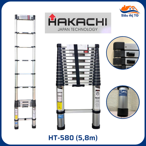 Thang nhôm rút 5.8m Hakachi  HT-580