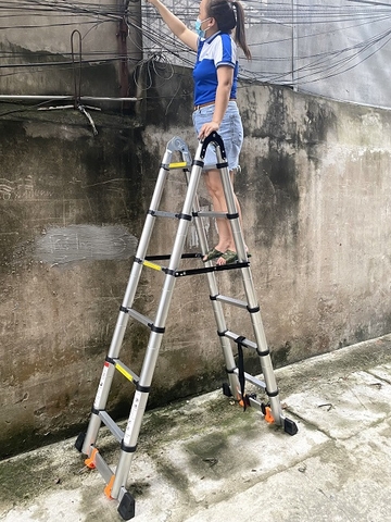 Thang nhôm rút chữ A NiNDA NDS-38AI (1.9m-3.8m)