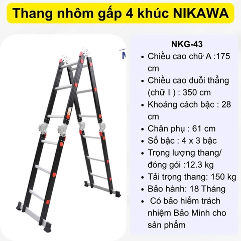 Thang nhôm gấp 4 đoạn Nikawa NKG-43 (1,75m)